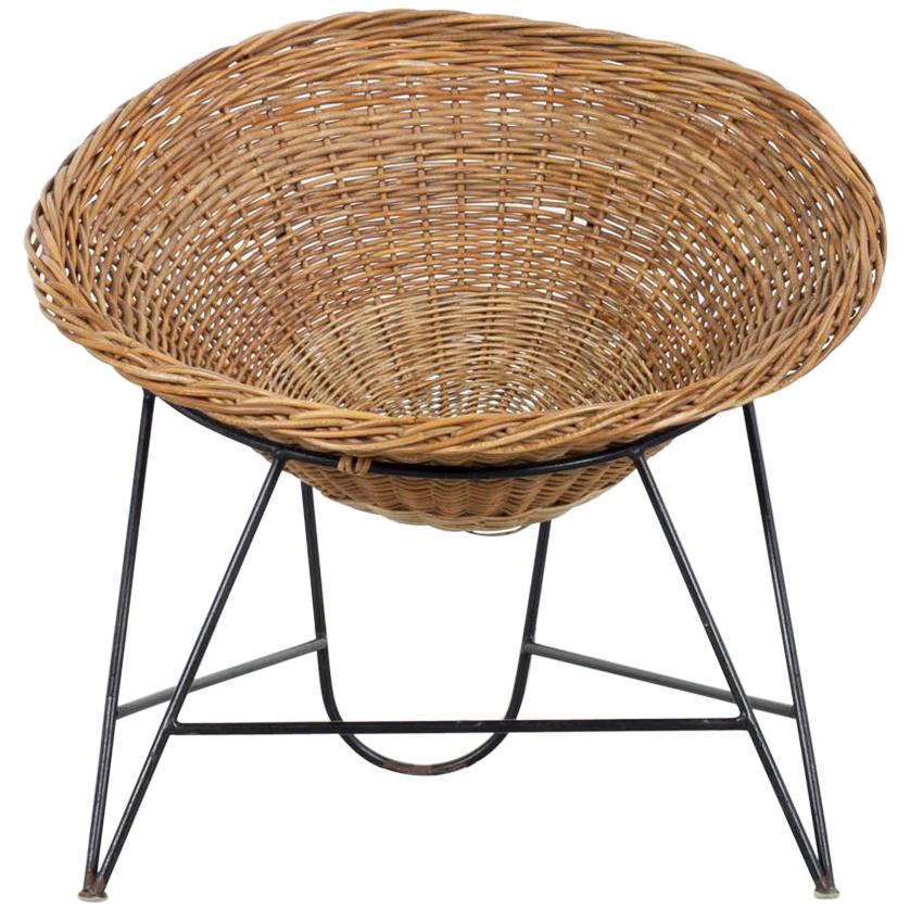 Rattan Basket Chair, Italy, 1950s