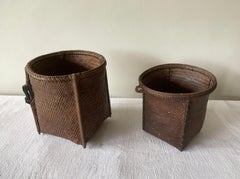Rattan Basket Dayak Tribe Hand-Woven from Kalimantan, Borneo, Mid 20th Century
