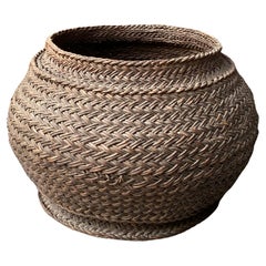 Rattan Basket Hand-Woven from Toraja People of Sulawesi, Mid 20th Century