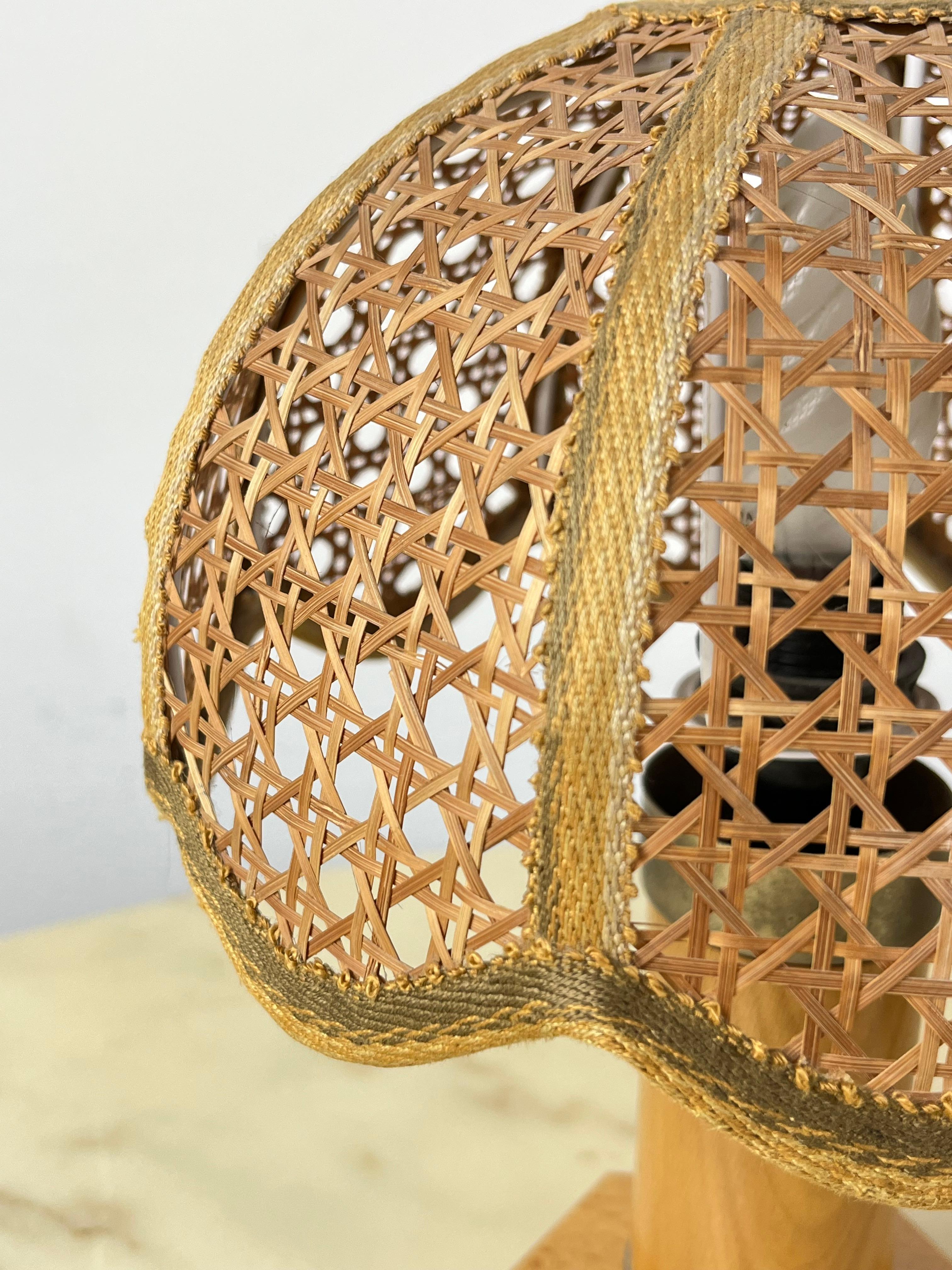 Mid-20th Century Set of 2 Mid-Century French Riviera Wicker And Rattan Table Lamps 1960s For Sale