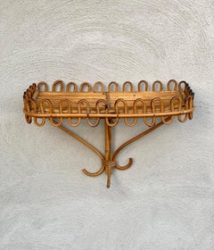Rattan Bedside Wall Mounted Table Shelf by Franco Albini, Italy, 1960s