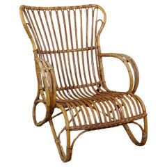 Rattan Belse 8 armchair with high back, Dutch Design, 1950