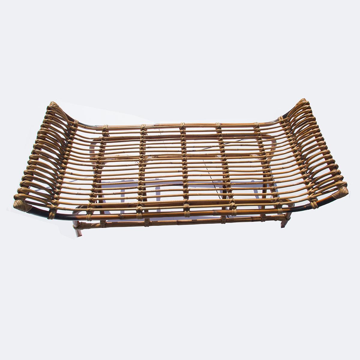 Rattan bench.