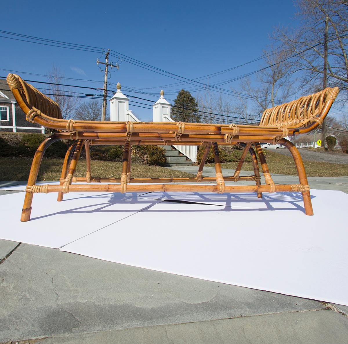rattan garden bench