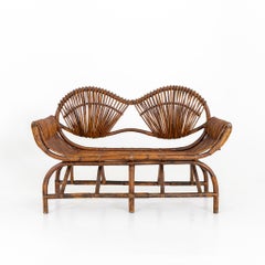 Rattan Bench, Italy, 1960s