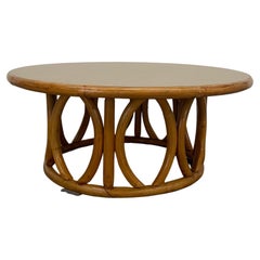 Rattan Bentwood Coffee Table, Laminate Surface