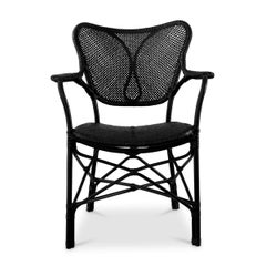 Rattan Black With Arms Chair