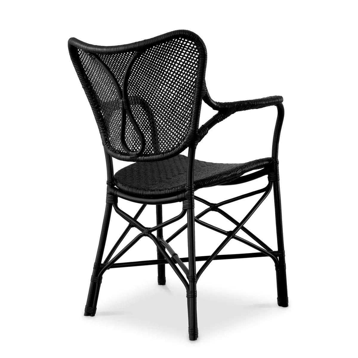 Indonesian Rattan Black With Arms Chair For Sale