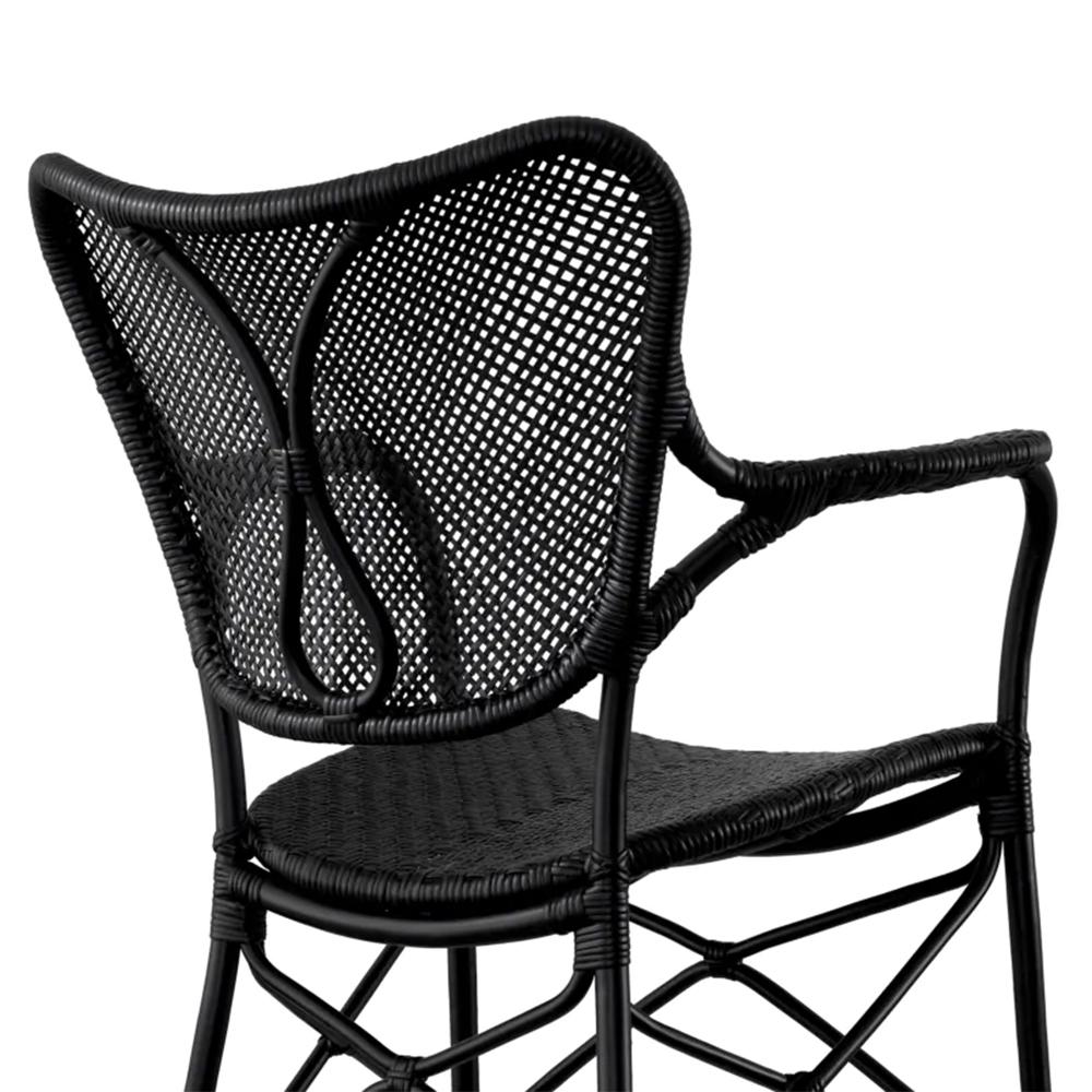 Contemporary Rattan Black With Arms Chair For Sale