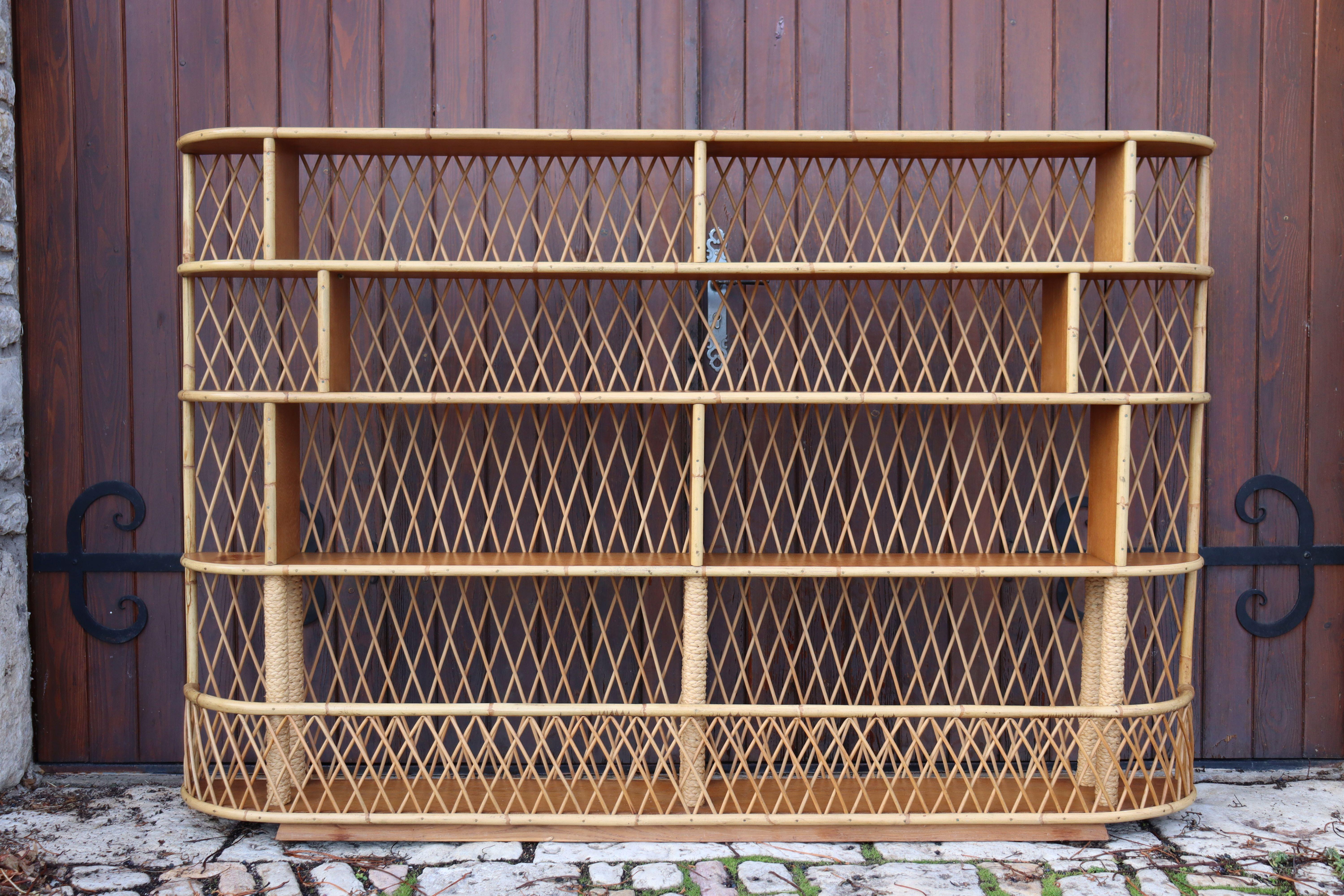 Bohemian Rattan Bookcase/shelf By Audoux Minet