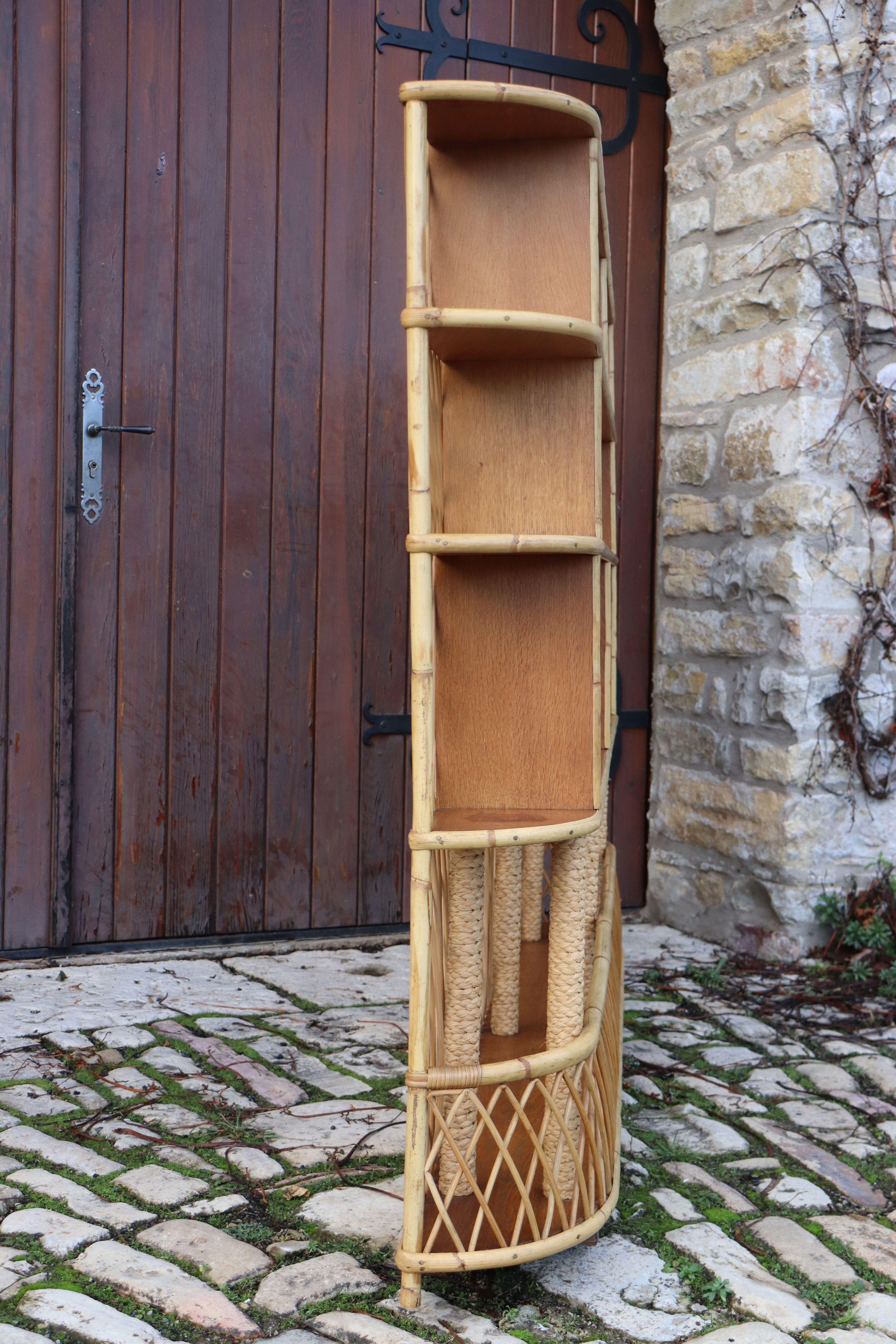 Rattan Bookcase/shelf By Audoux Minet 2