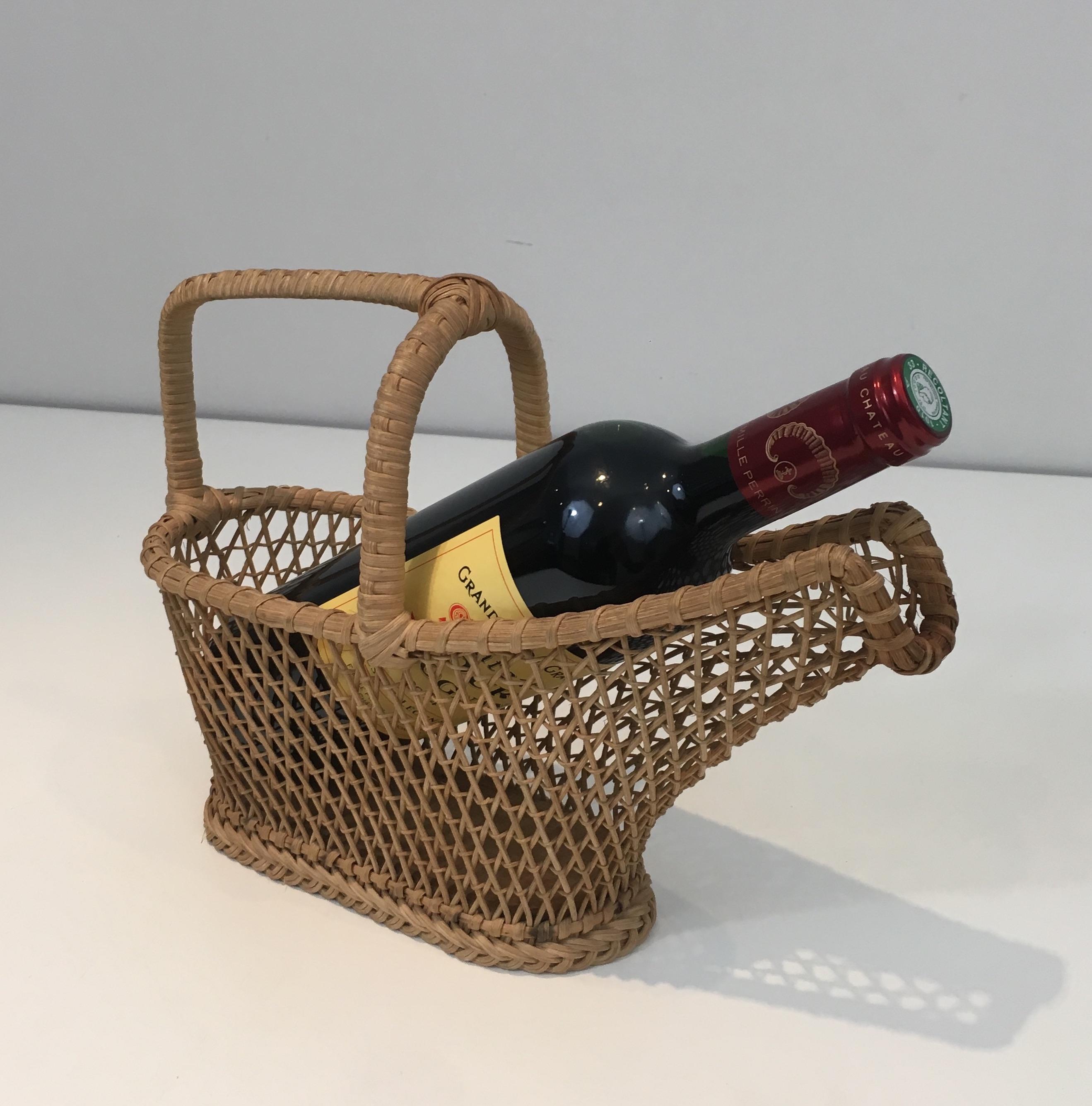 Rattan-Flaschenhalter, Französisch, um 1970 im Zustand „Gut“ im Angebot in Marcq-en-Barœul, Hauts-de-France