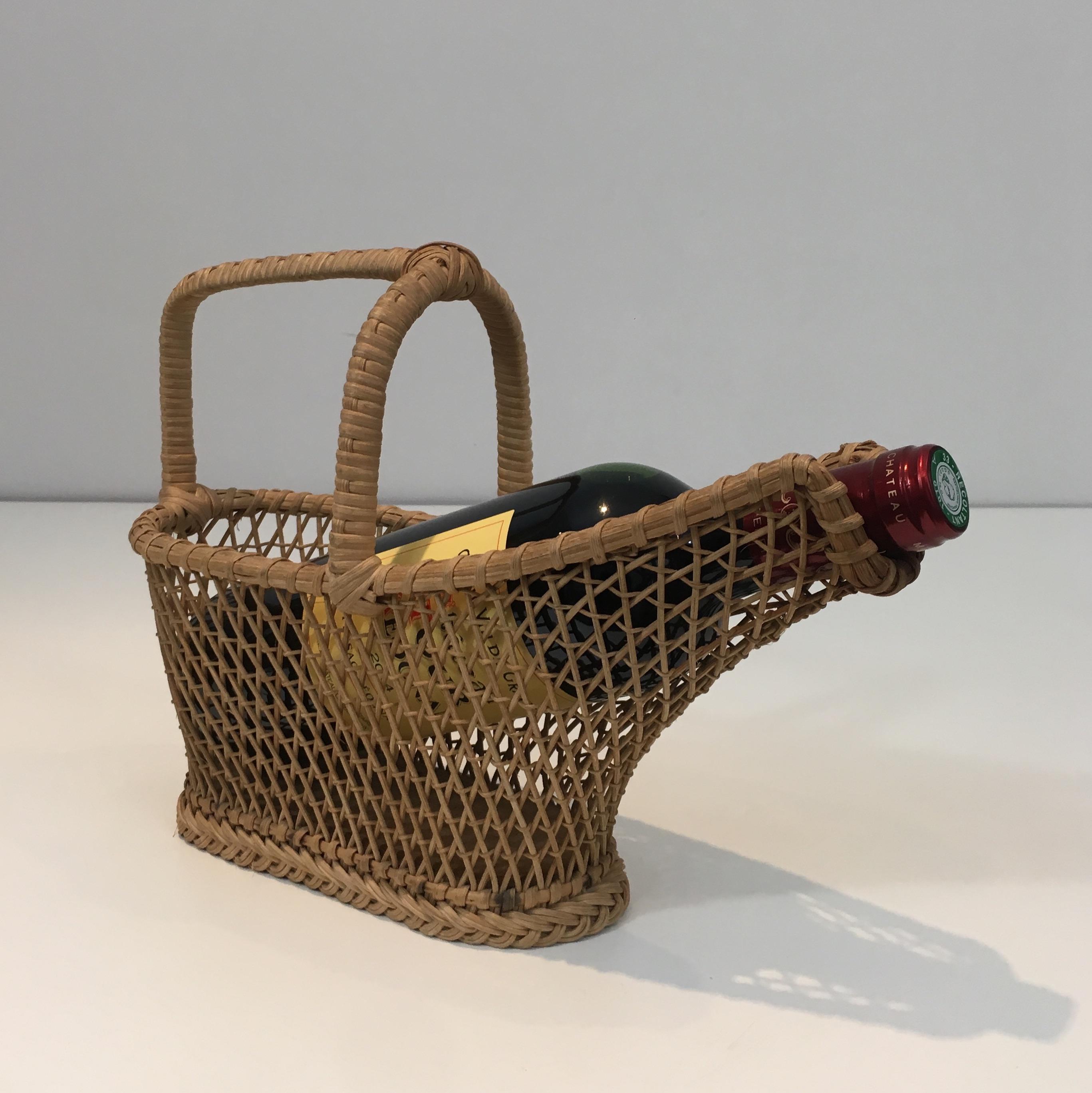 Rattan-Flaschenhalter, Französisch, um 1970 im Angebot 2