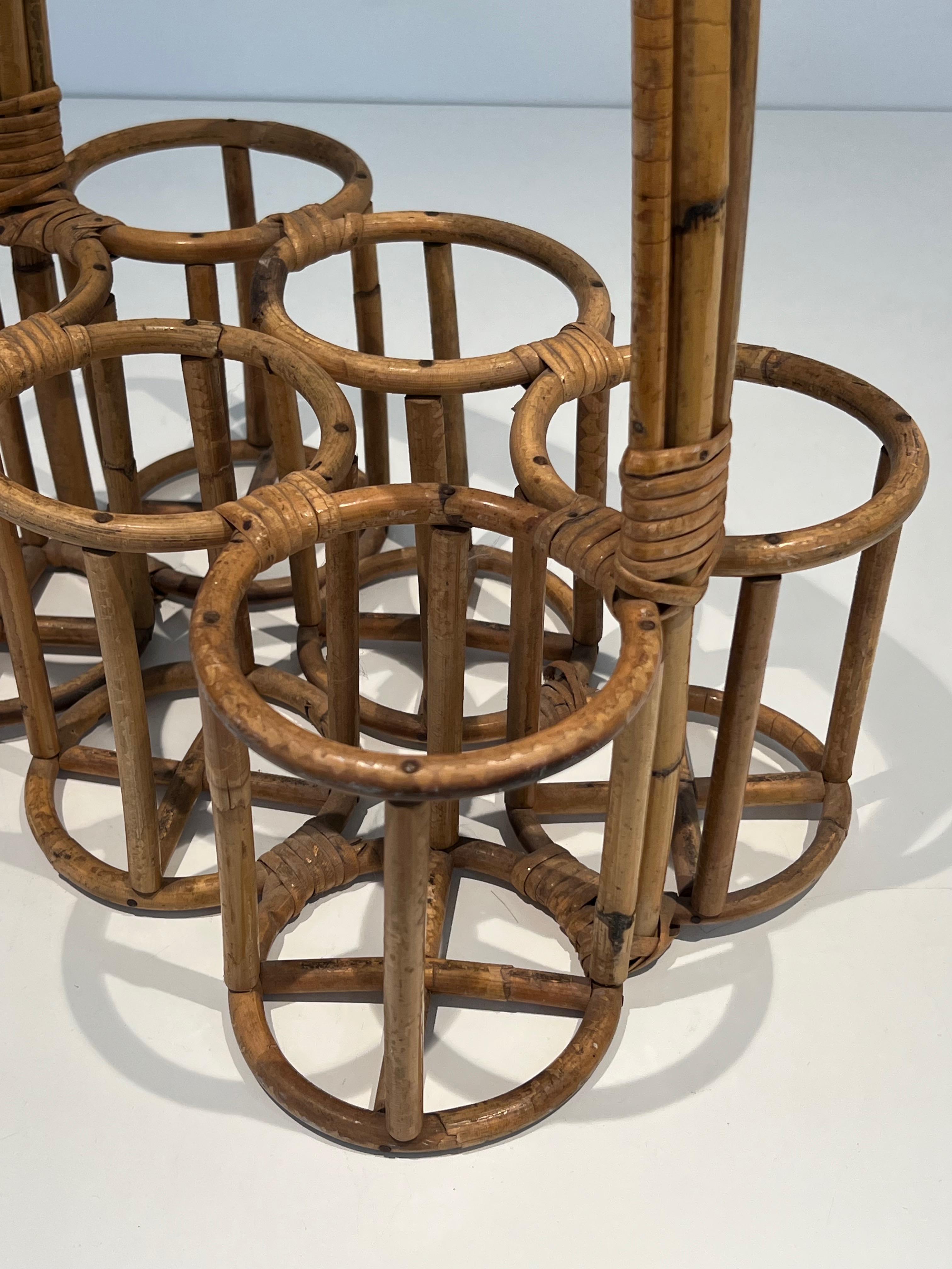 Rattan bottles holder. French work. Circa 1950 For Sale 5