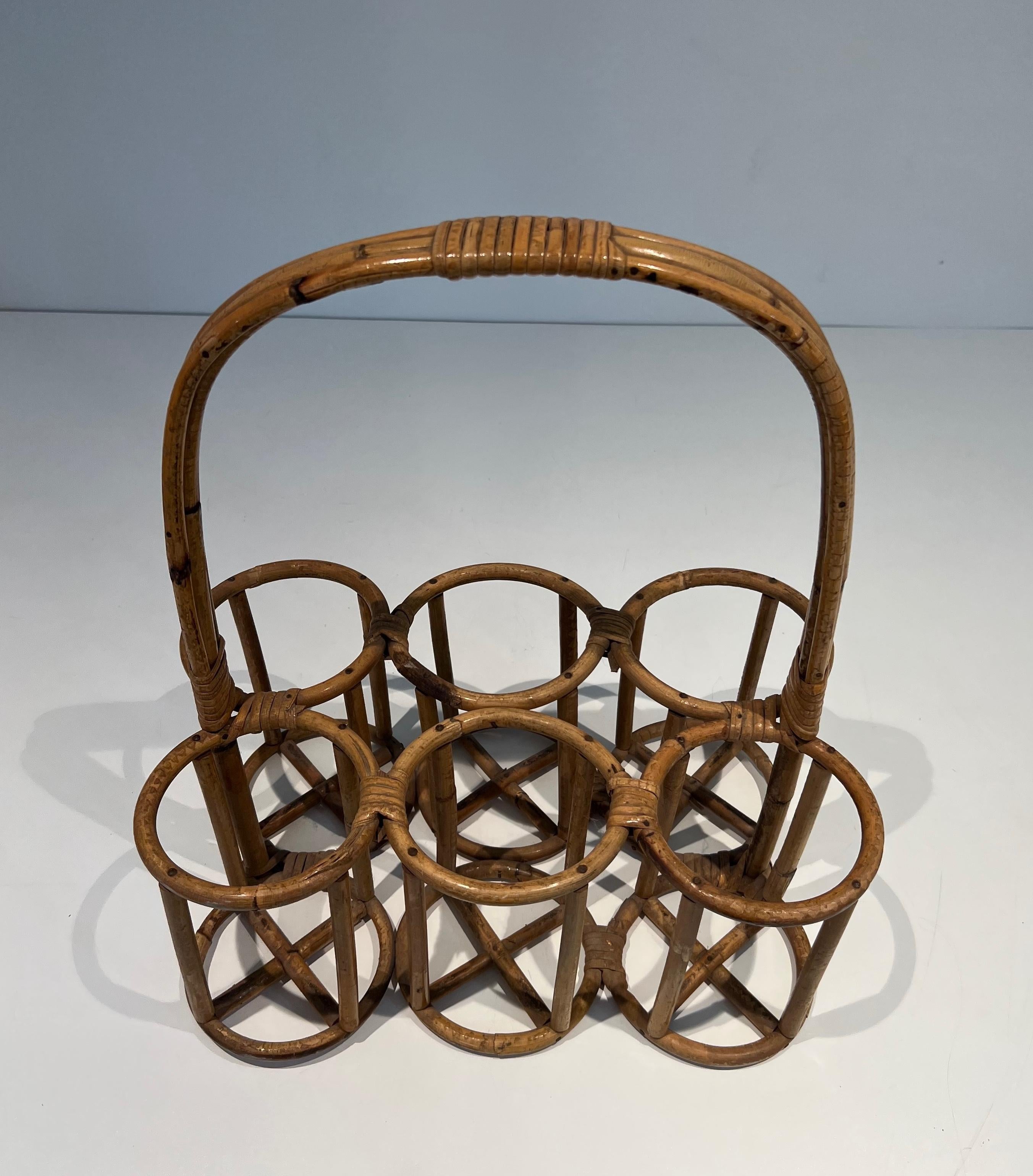 Rattan bottles holder. French work. Circa 1950 For Sale 6