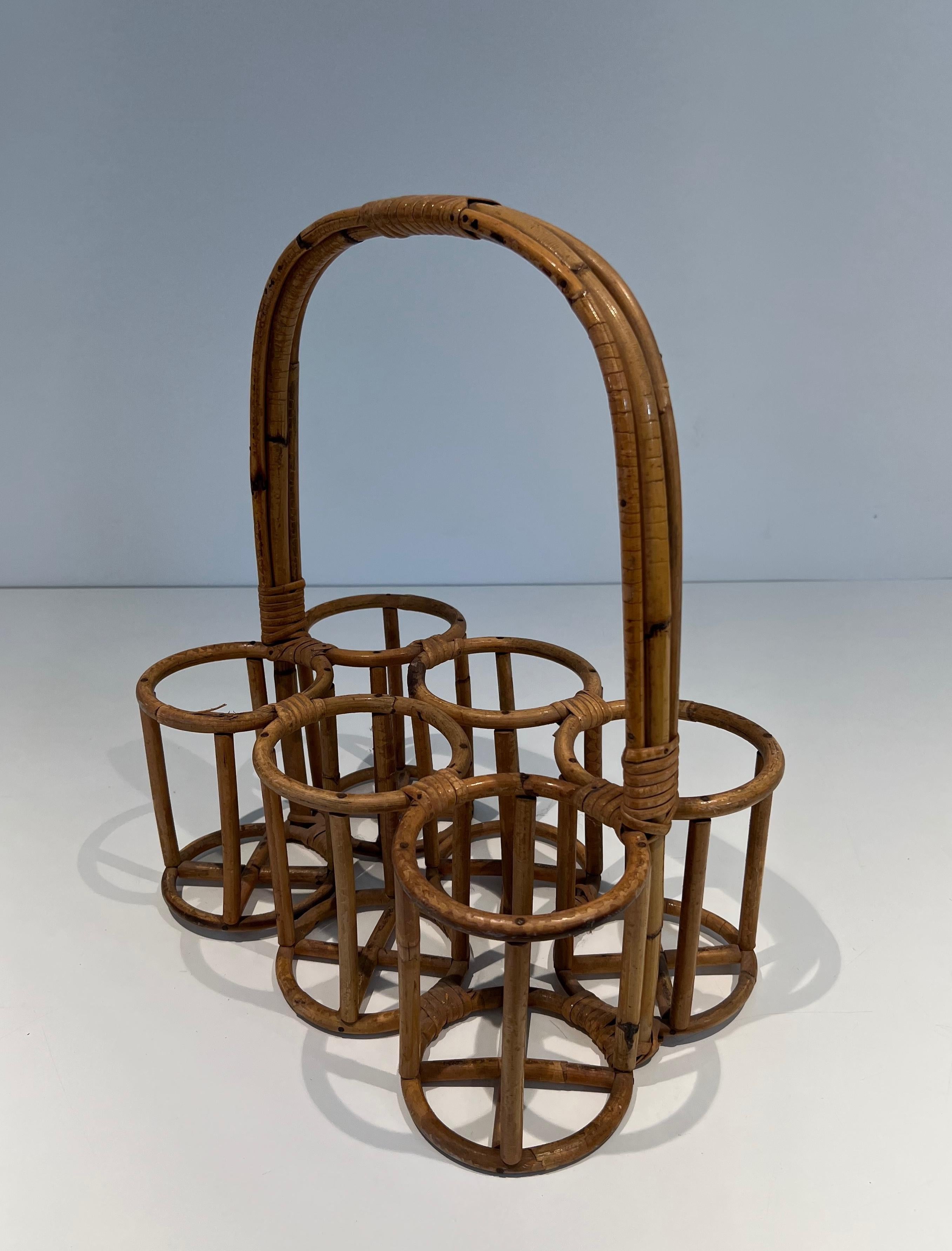 Rattan bottles holder. French work. Circa 1950 For Sale 7