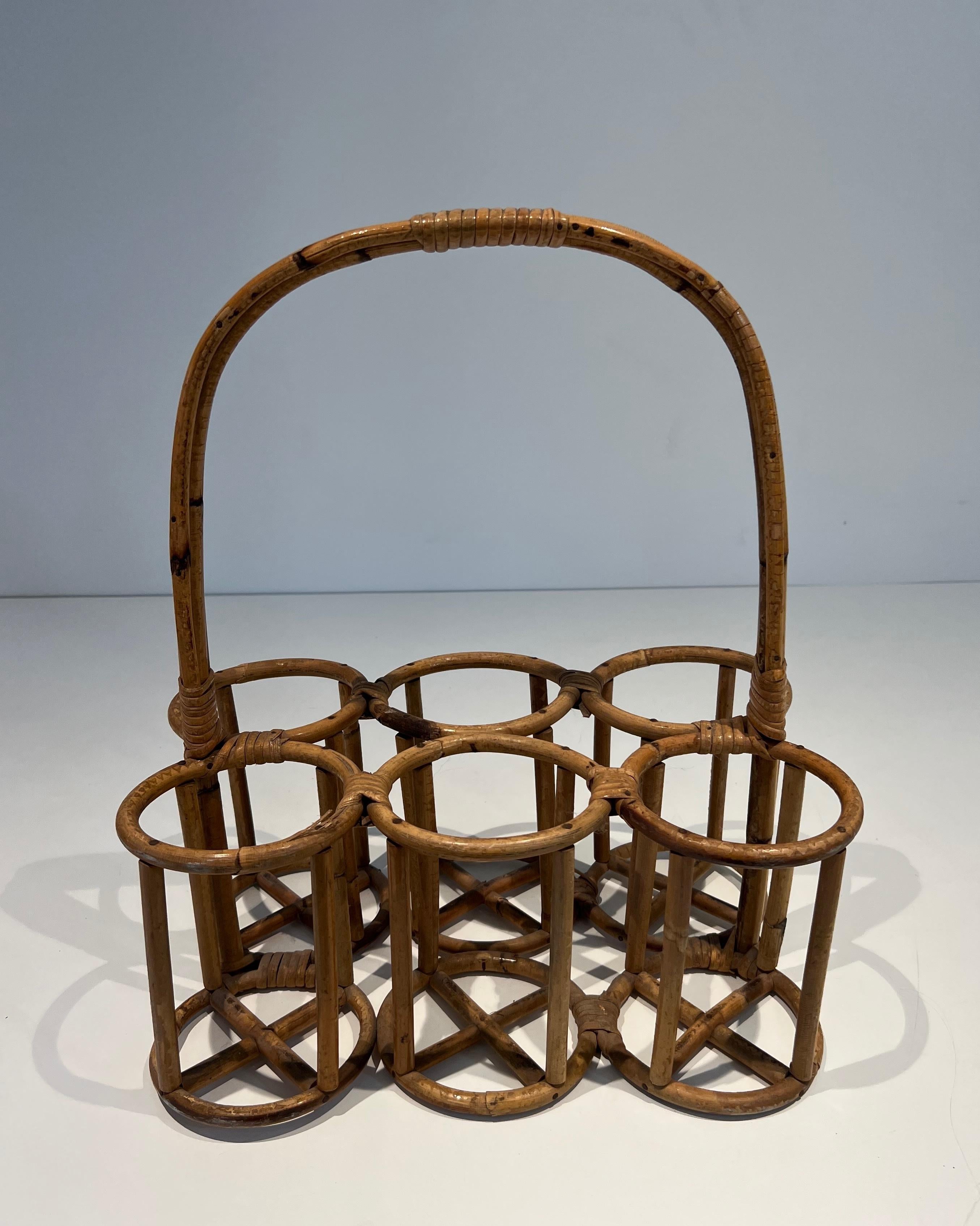 Rattan bottles holder. French work. Circa 1950 For Sale 8