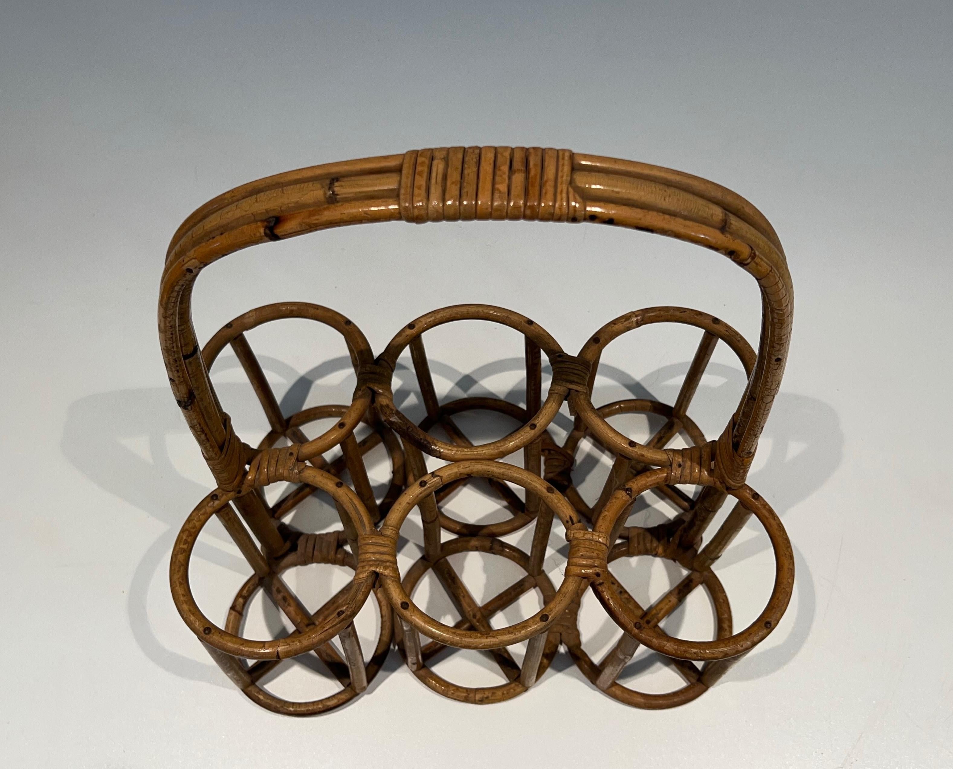 Rattan bottles holder. French work. Circa 1950 For Sale 9