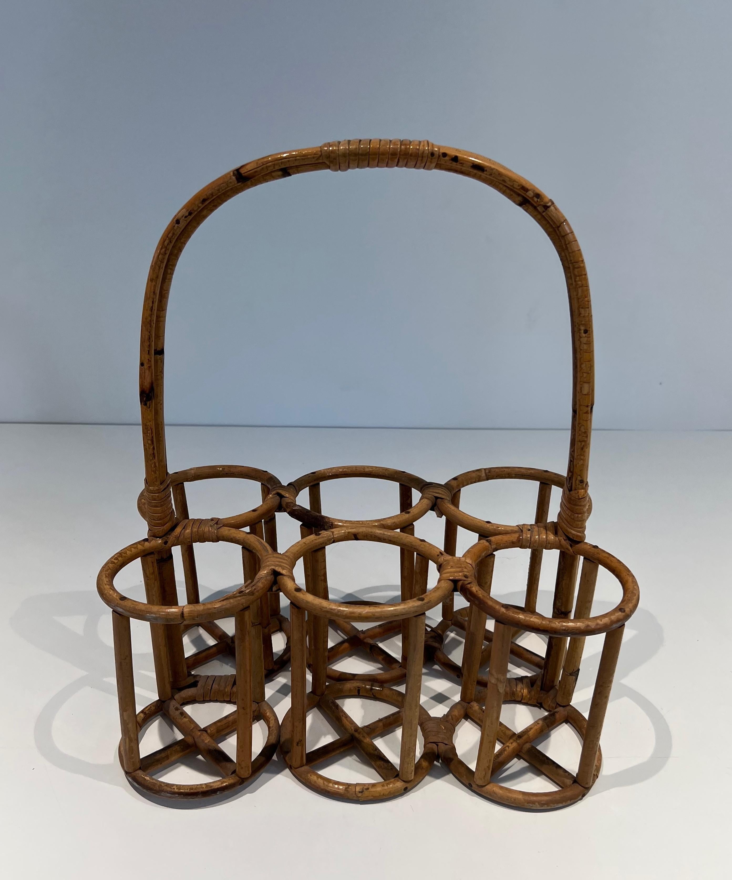 Rattan bottles holder. French work. Circa 1950 For Sale 10