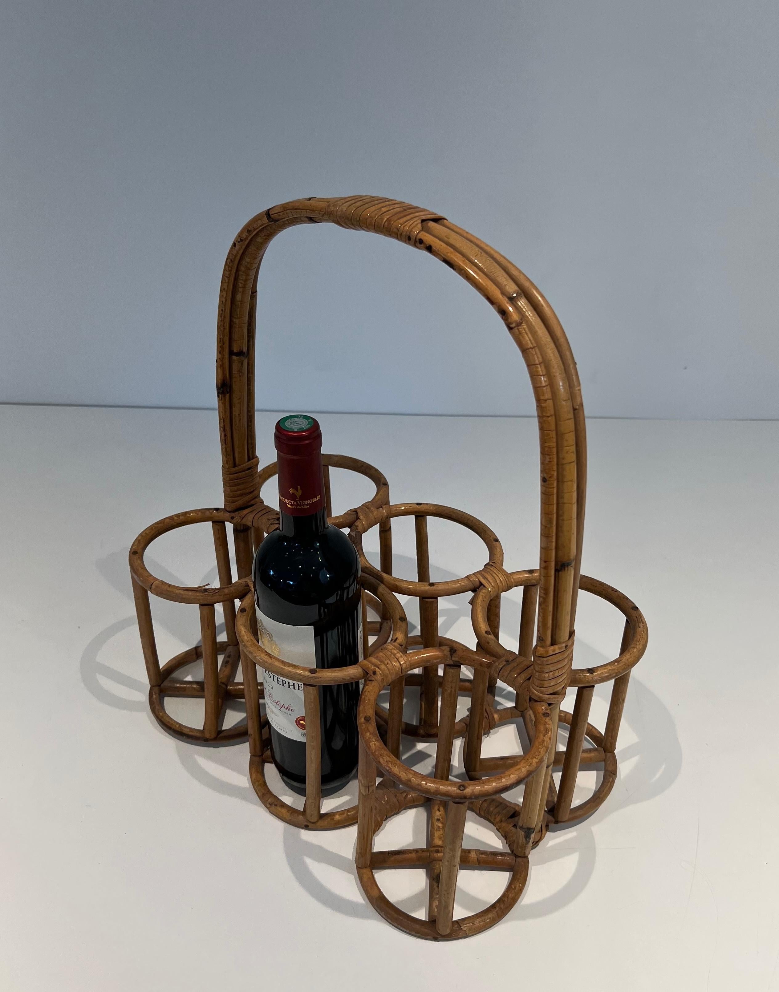 Rattan bottles holder. French work. Circa 1950 For Sale 11