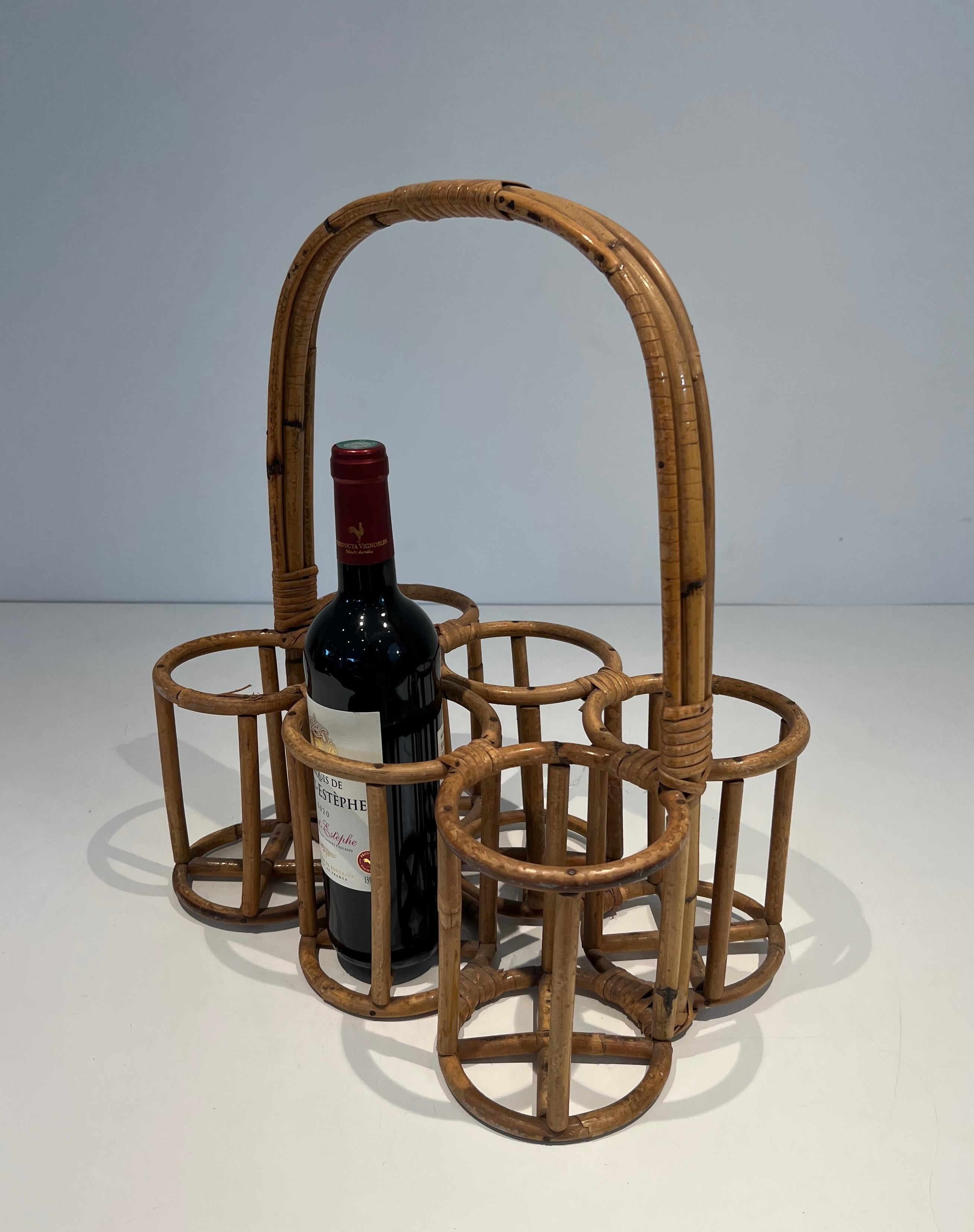 Rattan bottles holder. French work. Circa 1950 For Sale 12
