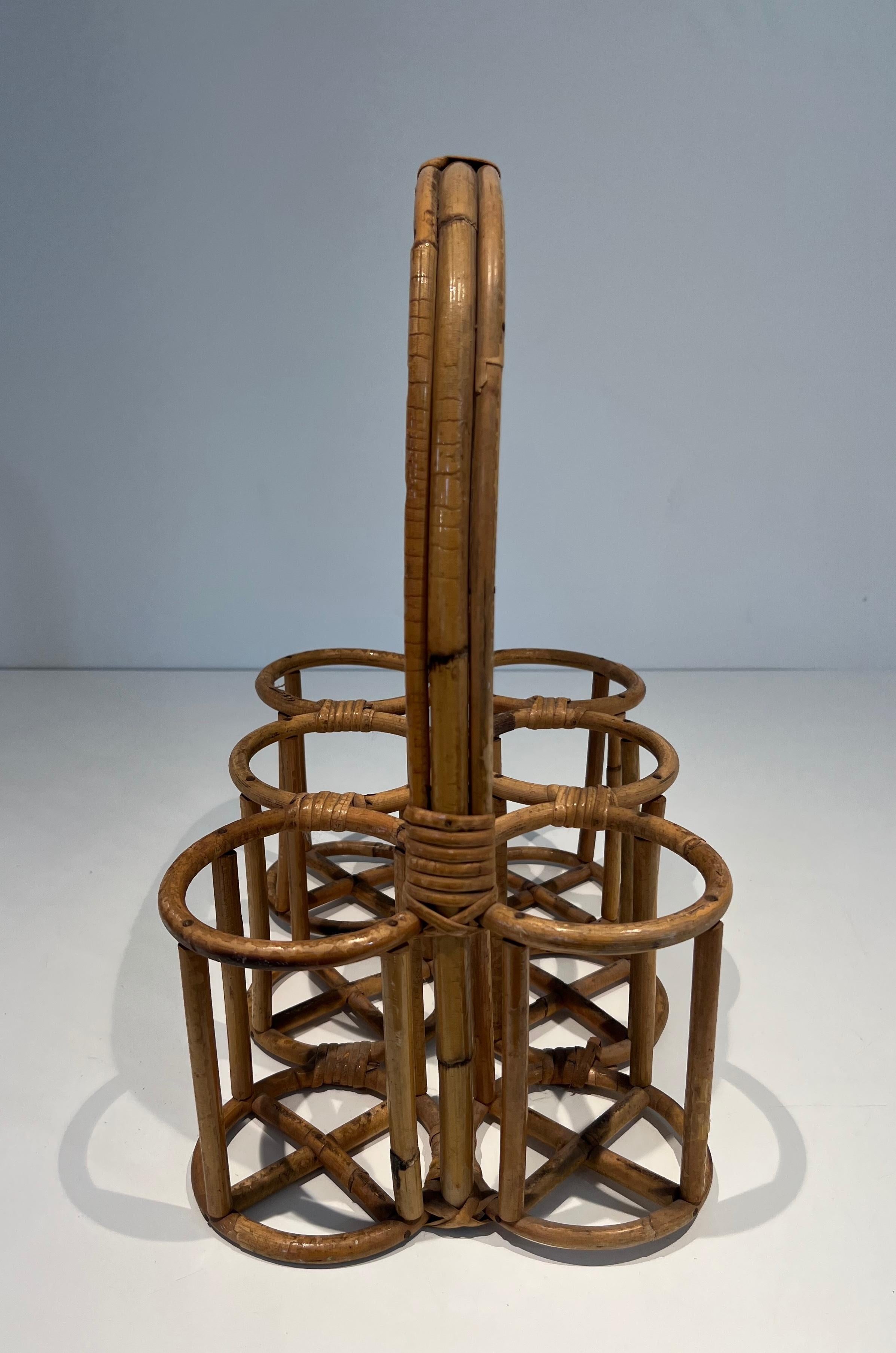 Rattan bottles holder. French work. Circa 1950 For Sale 1