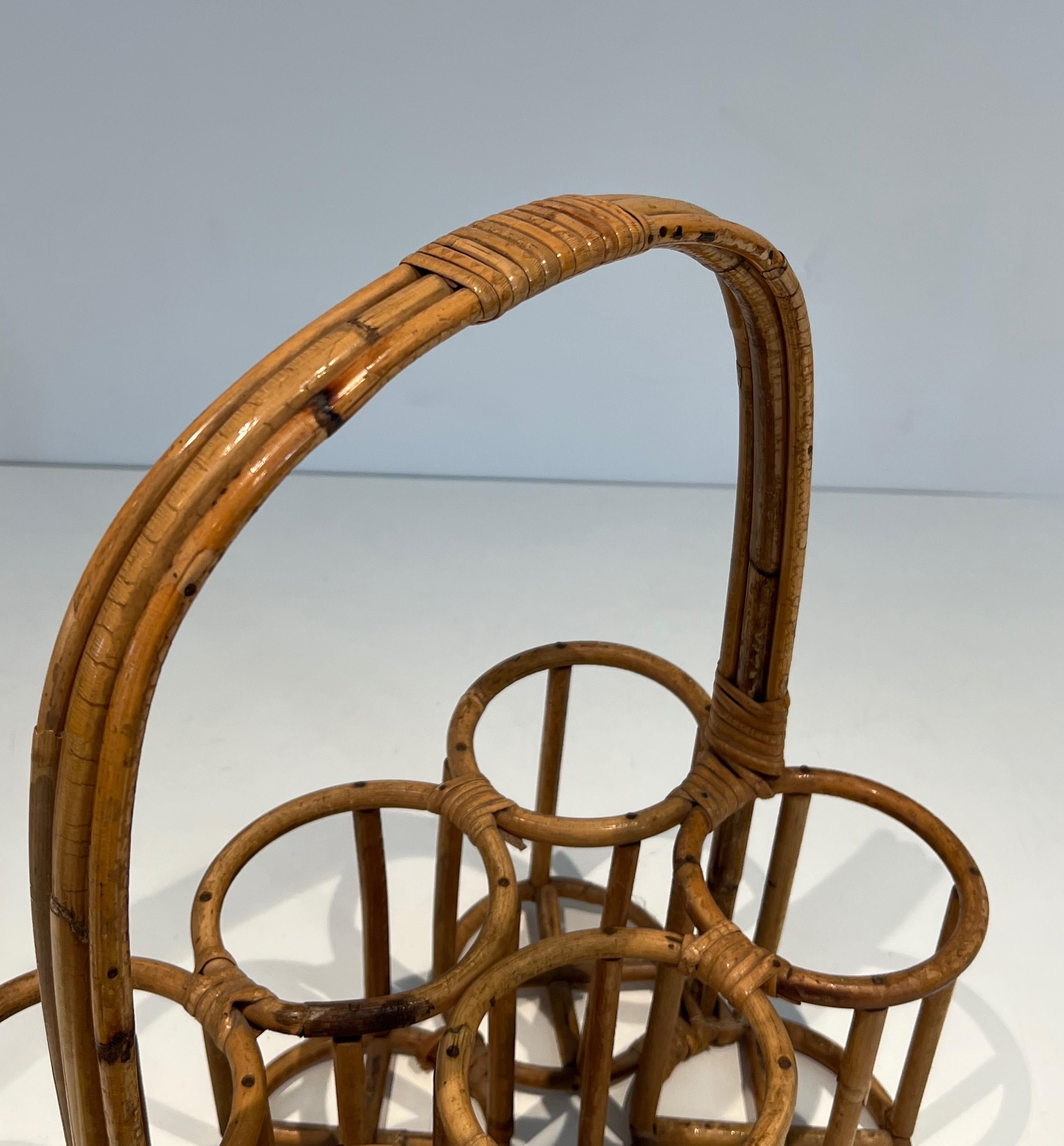 Rattan bottles holder. French work. Circa 1950 For Sale 3