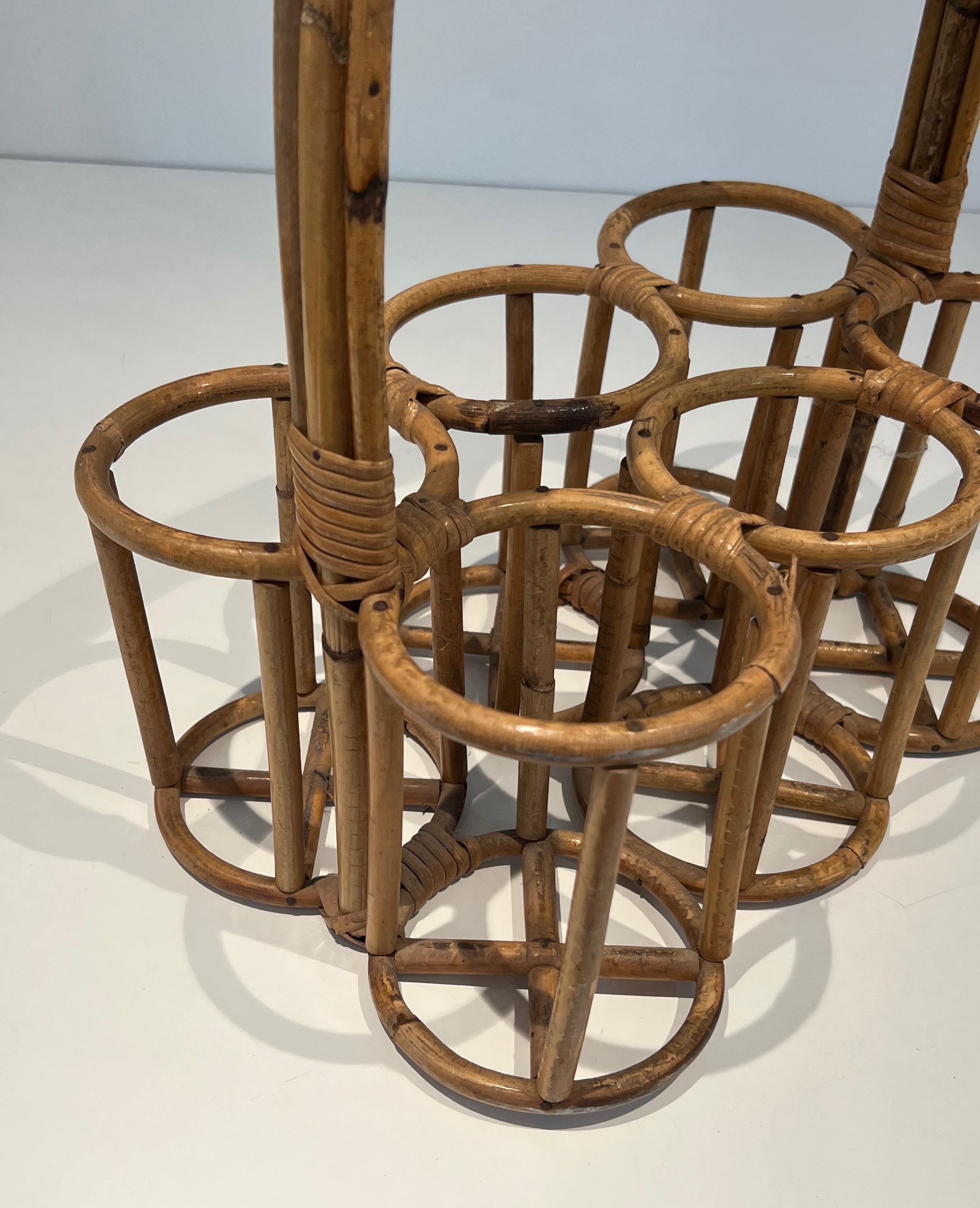 Rattan bottles holder. French work. Circa 1950 For Sale 4