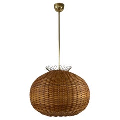 Rattan 
Brass Ball Pendant, Sweden 1950s