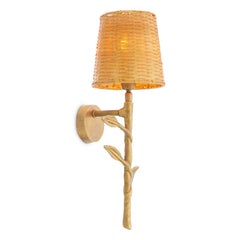 Rattan Brass Stem Wall Lamp