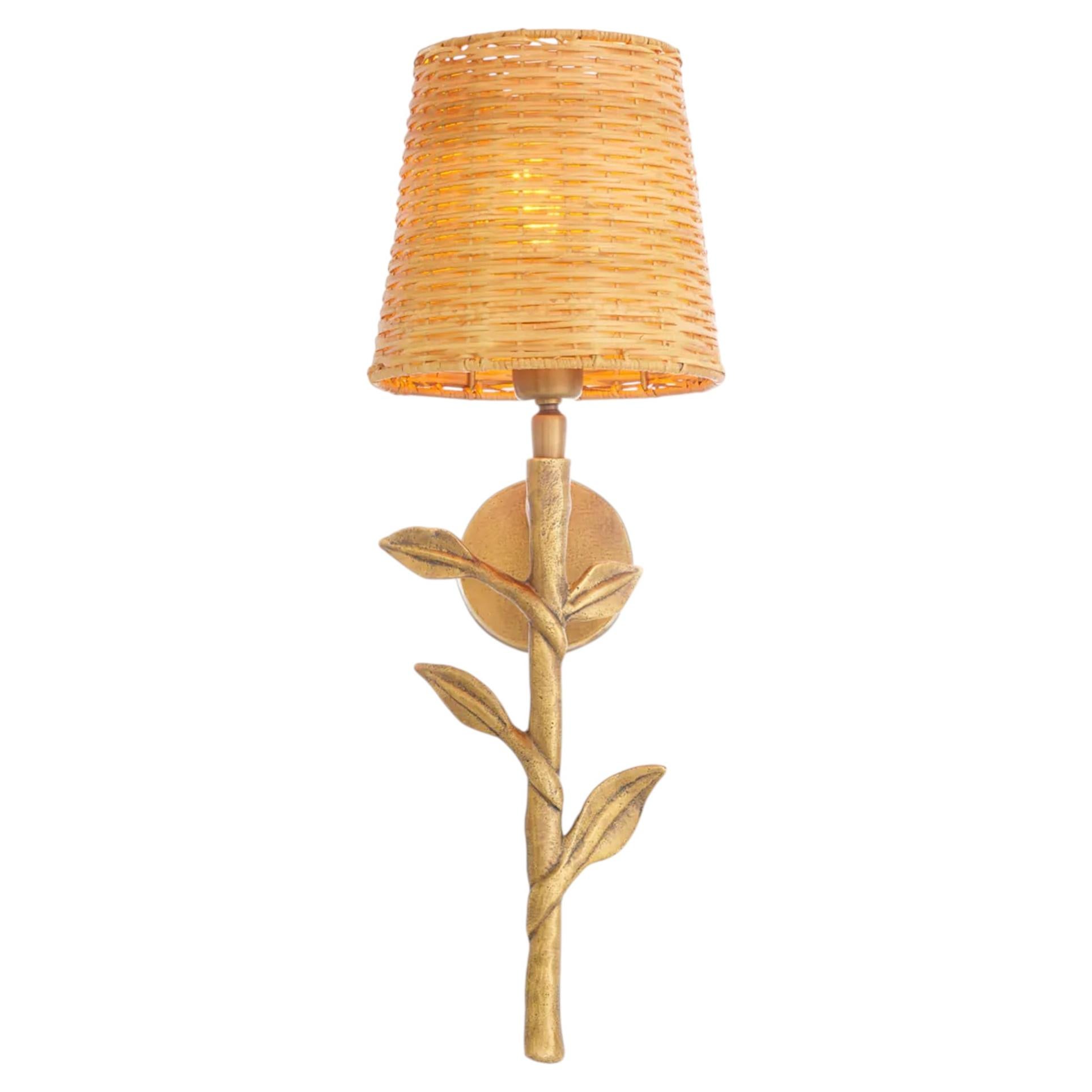 Rattan Brass Stem Wall Lamp