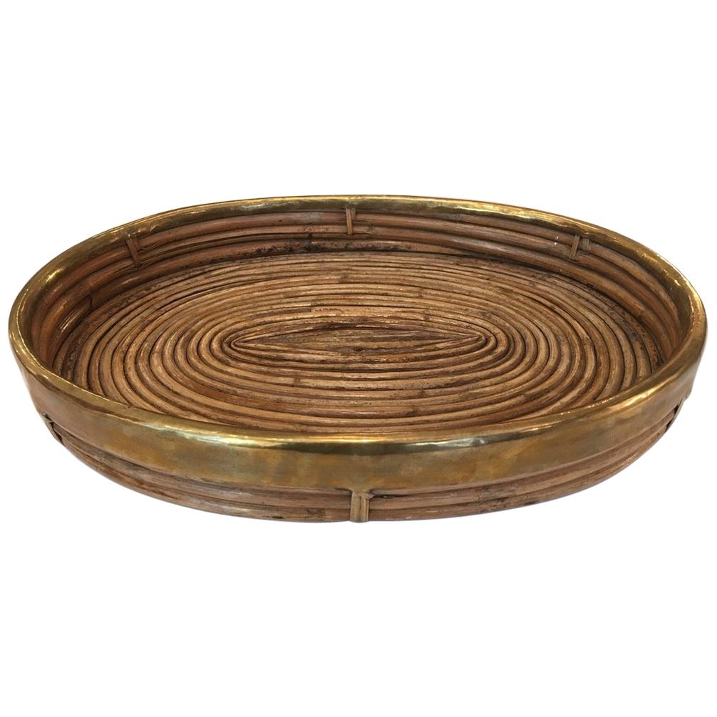 Rattan and Brass Trays