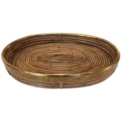 Rattan and Brass Trays