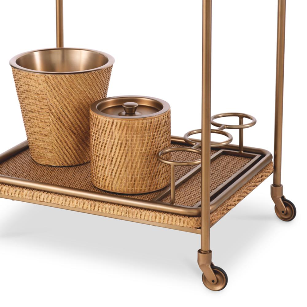 Fait main Chariot en rotin et laiton en vente