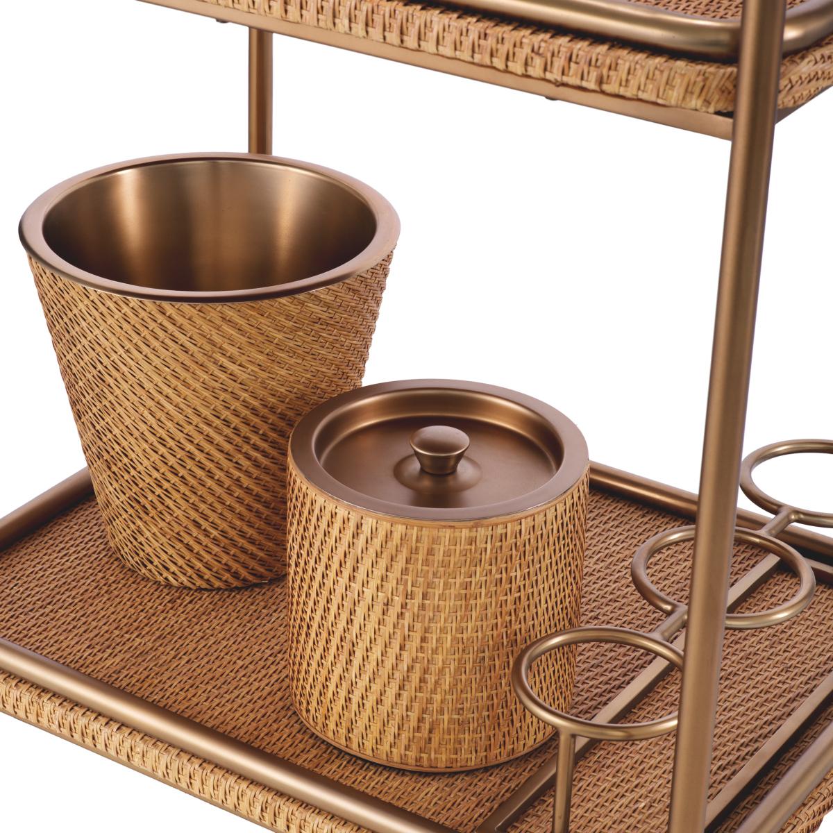 Chariot en rotin et laiton Neuf - En vente à Paris, FR