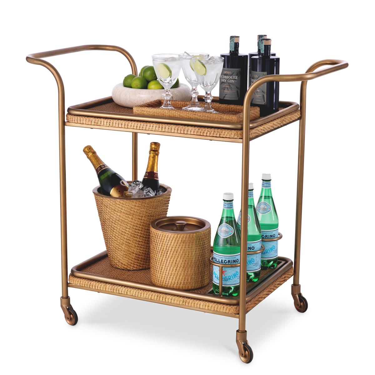 Rotin Chariot en rotin et laiton en vente