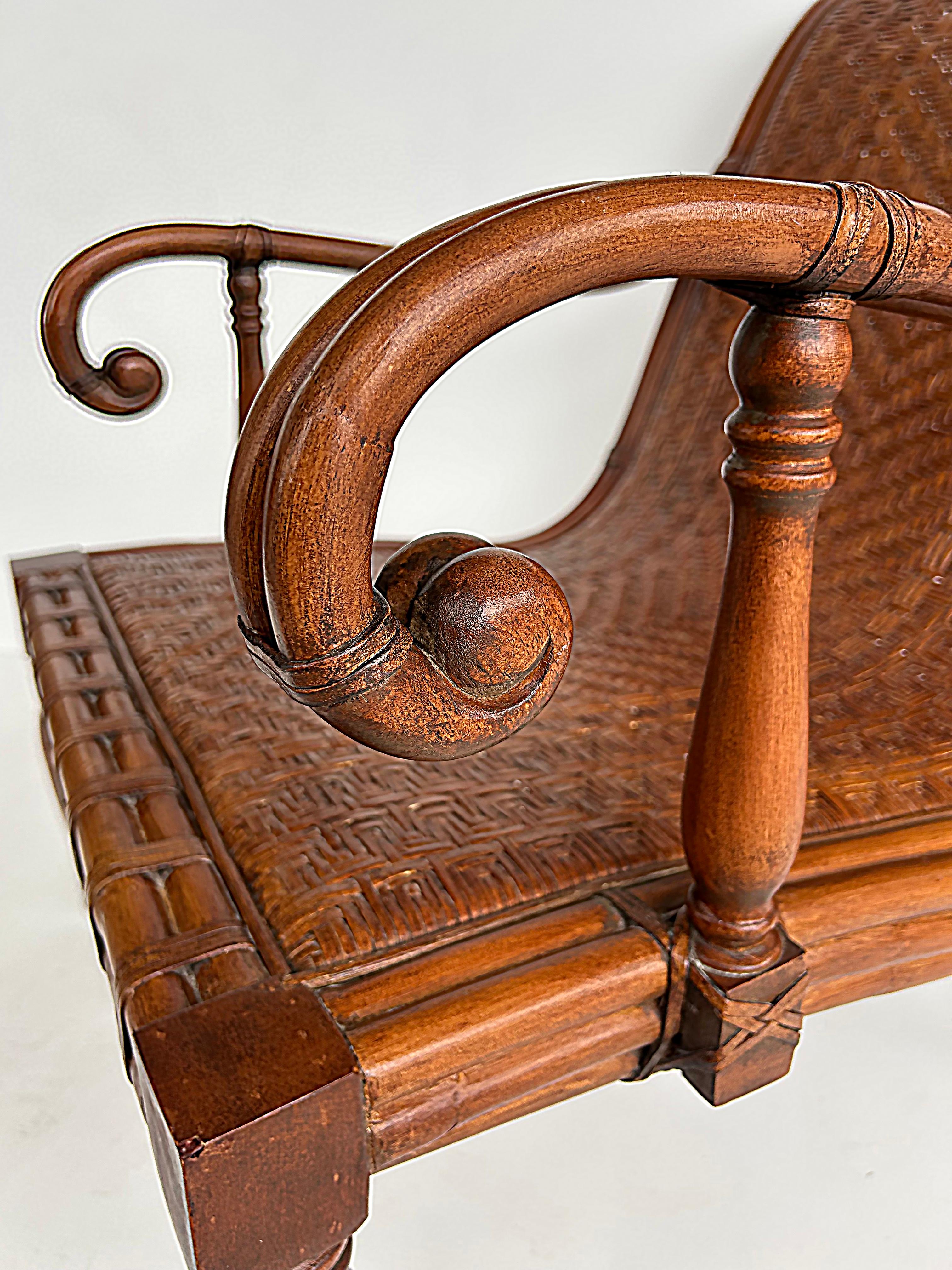 Rattan British Colonial Stil Plantage Pflanzer Stuhl, gewebt Sitz im Angebot 8