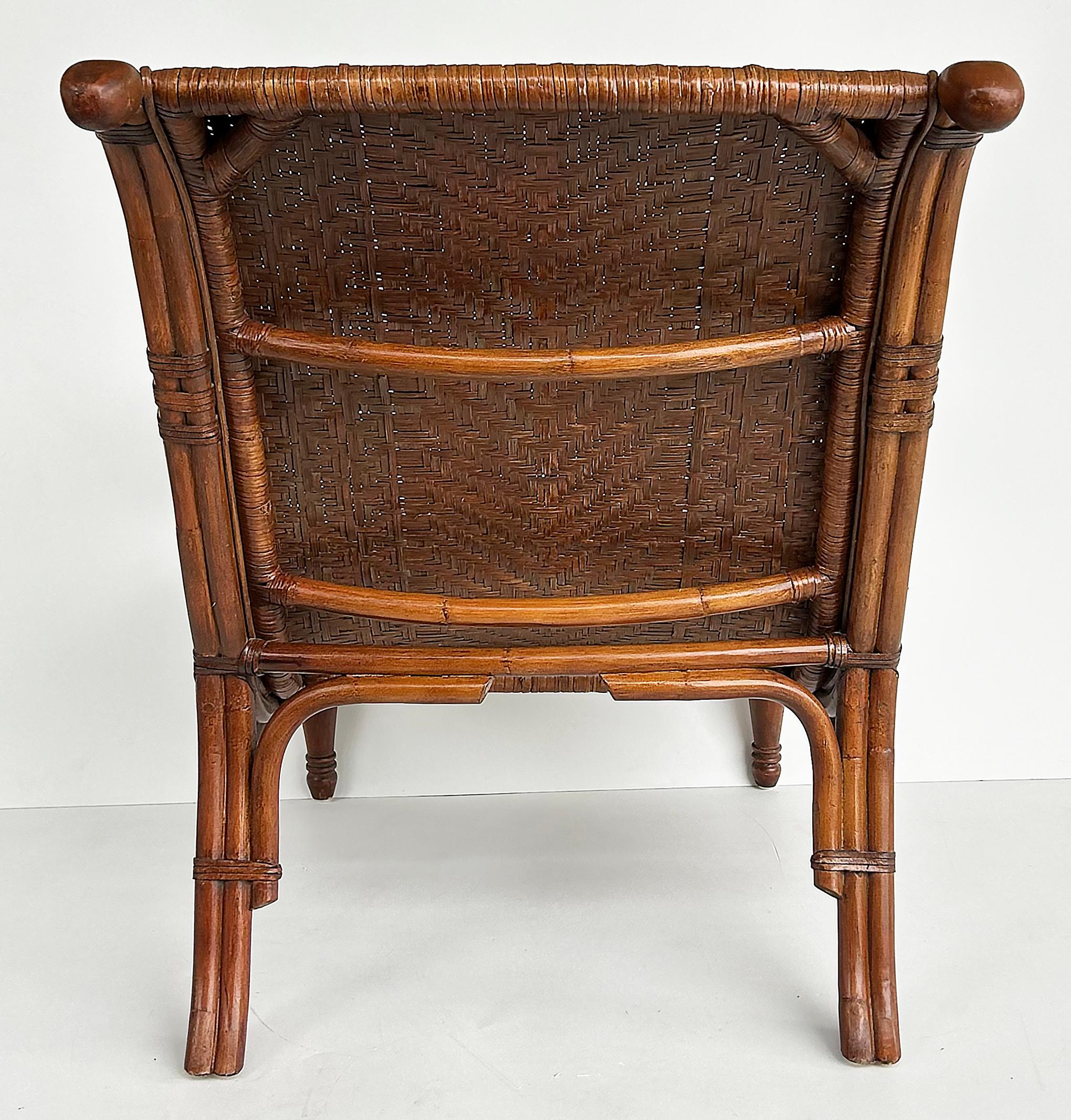 Rattan British Colonial Stil Plantage Pflanzer Stuhl, gewebt Sitz im Angebot 1