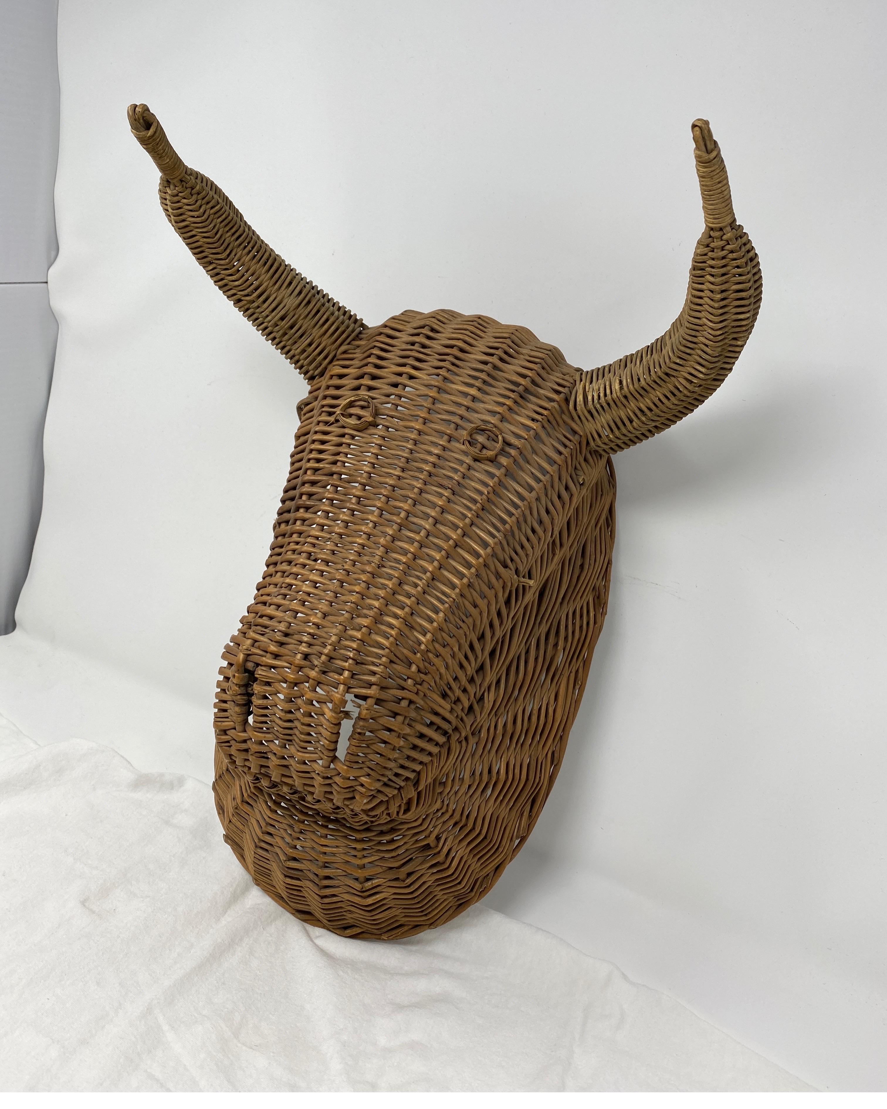 Very rare rattan bull head, wicker wall decoration dates to the 1960s-1970s

Found in France.