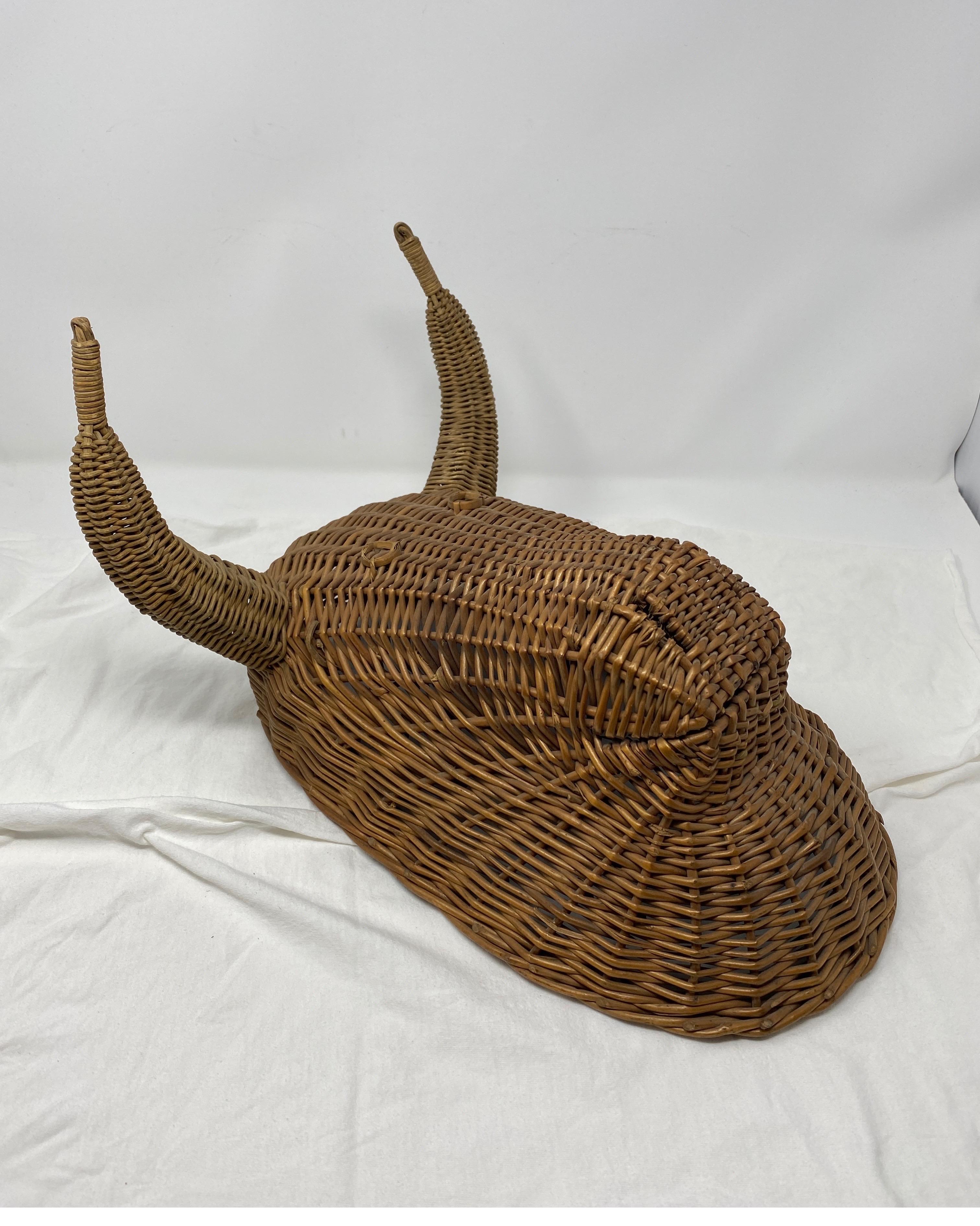 Rattan Bull Head In Good Condition In Houston, TX