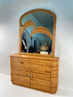 Rattan cabinet with mirror by Vivai del Sud, Italy 1970