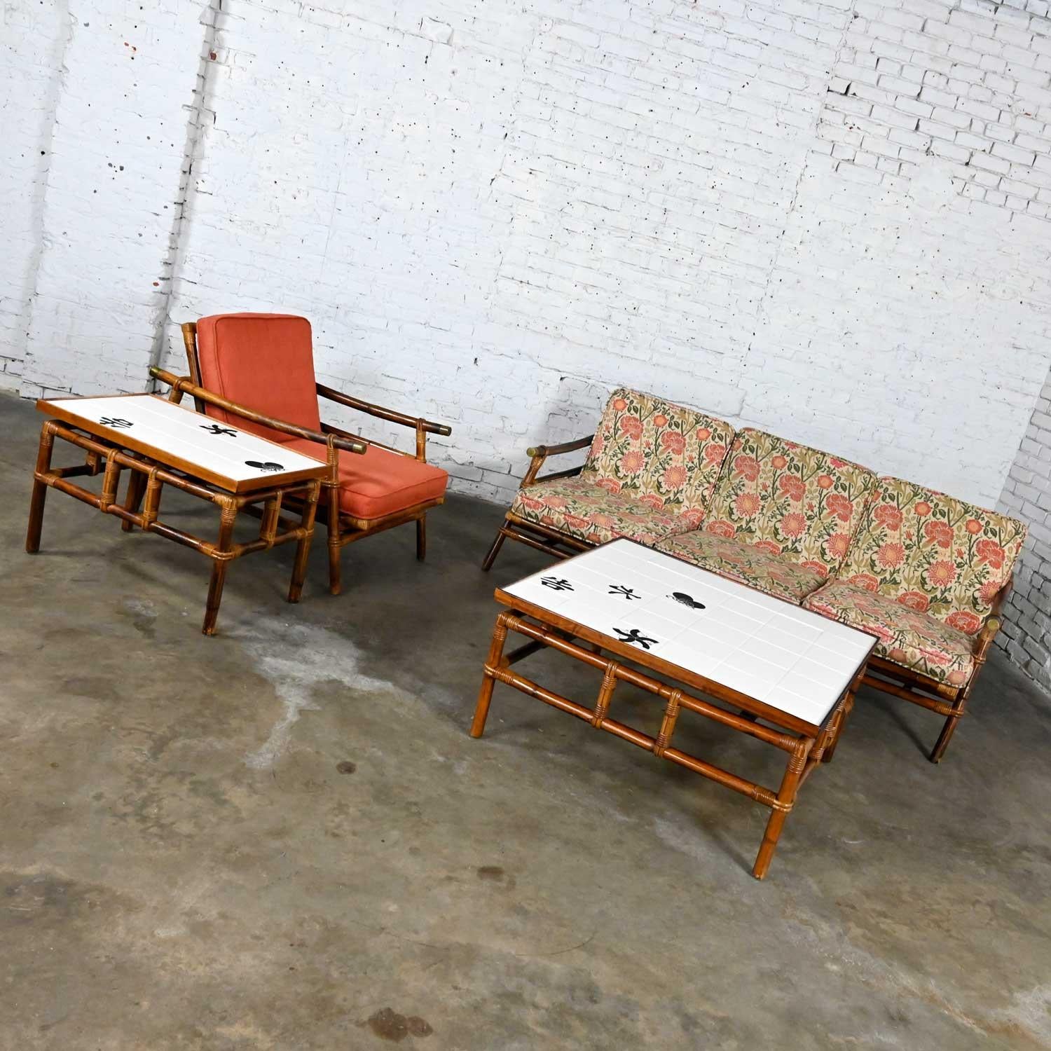 American Rattan Campaign Ficks Reed Far Horizons John Wisner 4 Pc Set Sofa Chair 2 Tables