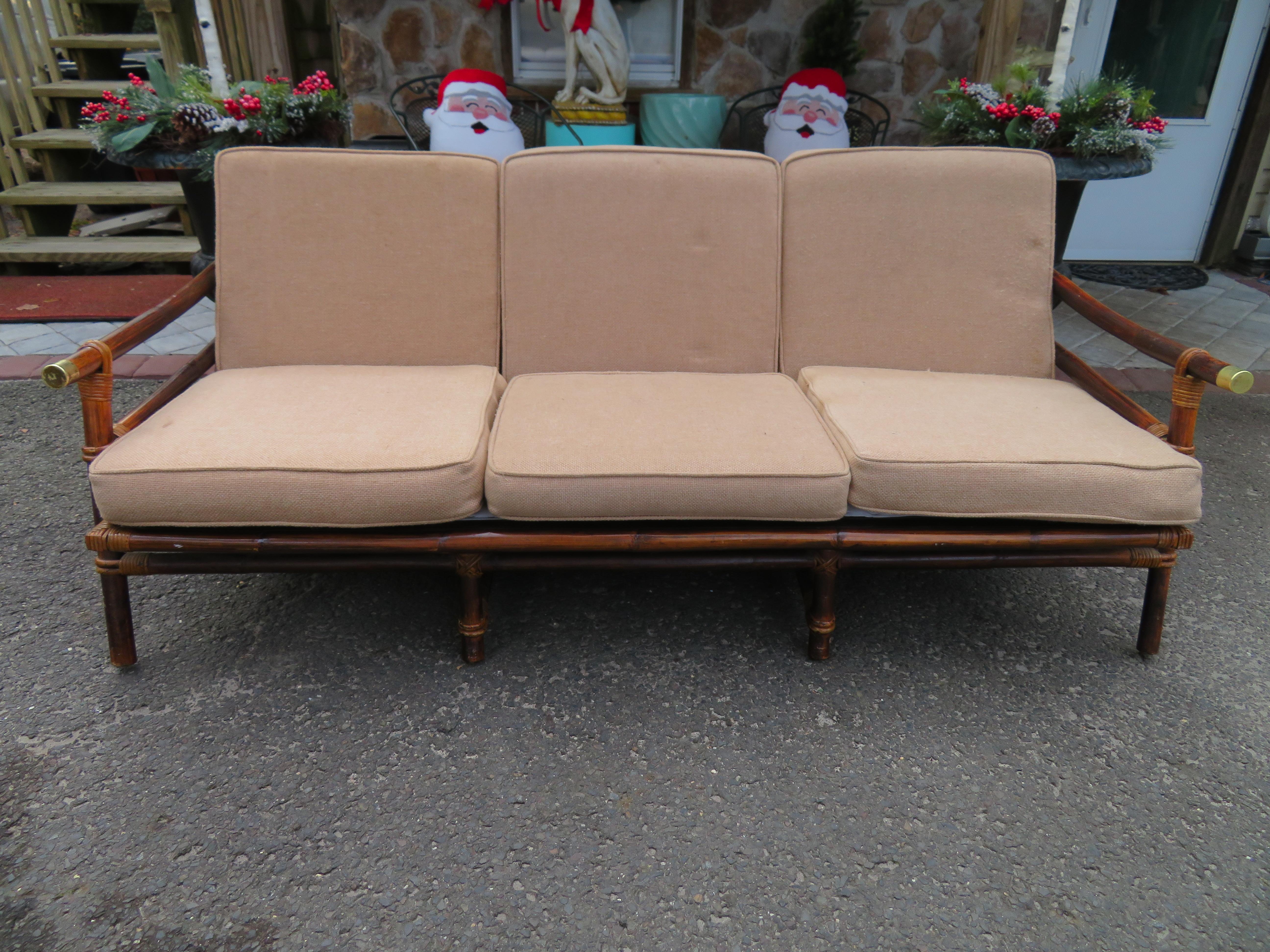 Ficks Reed Far Horizon Kollektion Sofa aus Rattan im Campaign-Stil von John Wisner im Angebot 7