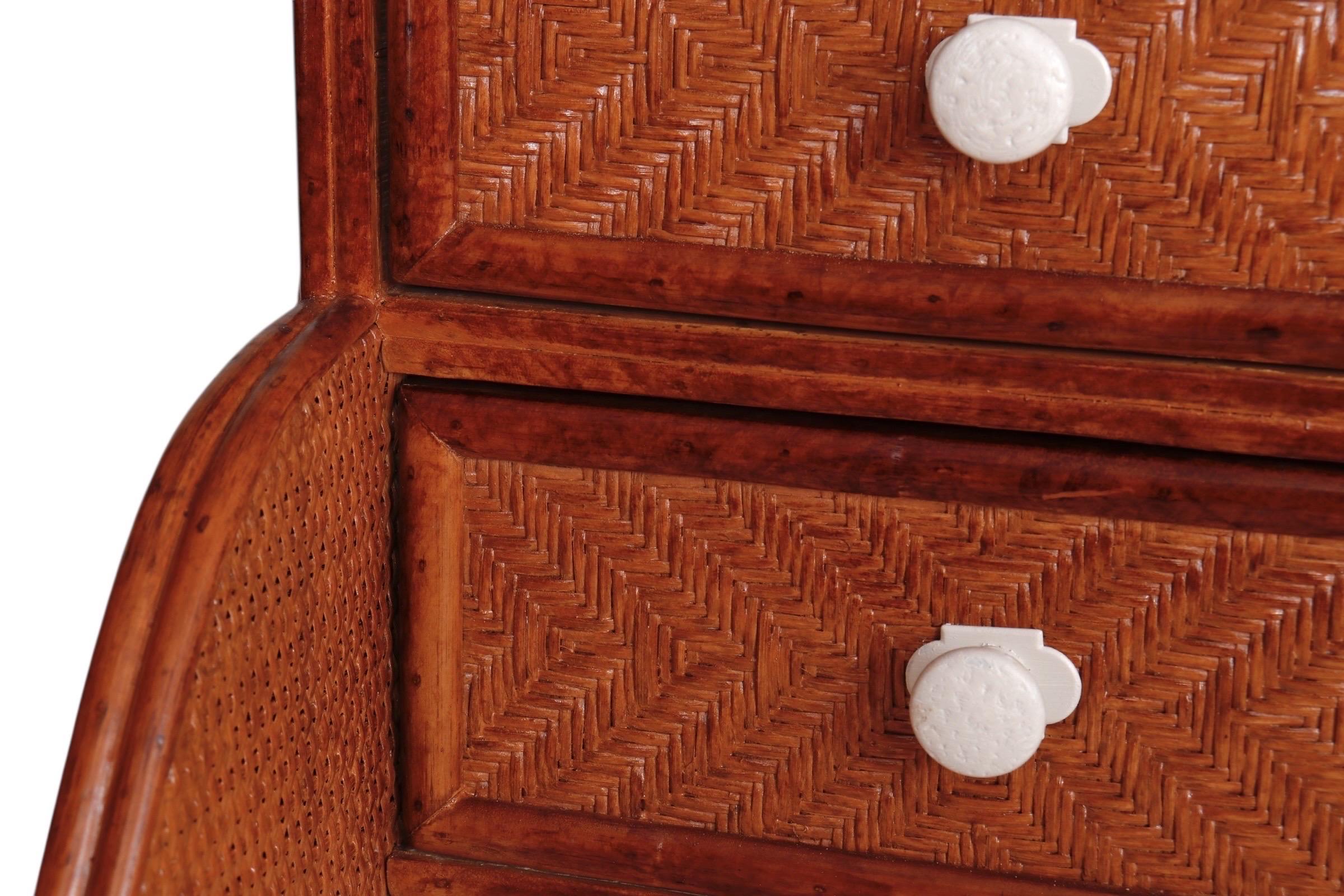 Metallo Scrivania in rattan Campaigner in vendita