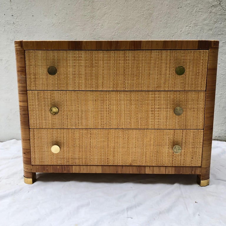 Rattan Cane and Wicker Chest of Drawers by Bielecky Brothers at 1stDibs