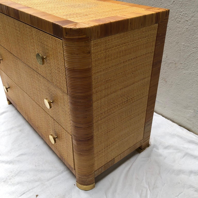 Rattan Cane and Wicker Chest of Drawers by Bielecky Brothers at 1stDibs