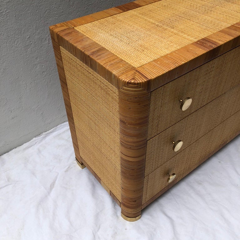 Rattan Cane and Wicker Chest of Drawers by Bielecky Brothers at 1stDibs