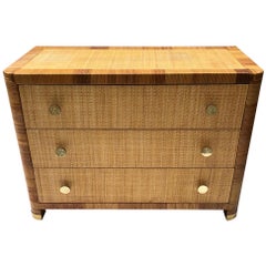 Vintage Rattan Cane and Wicker Chest of Drawers by Bielecky Brothers