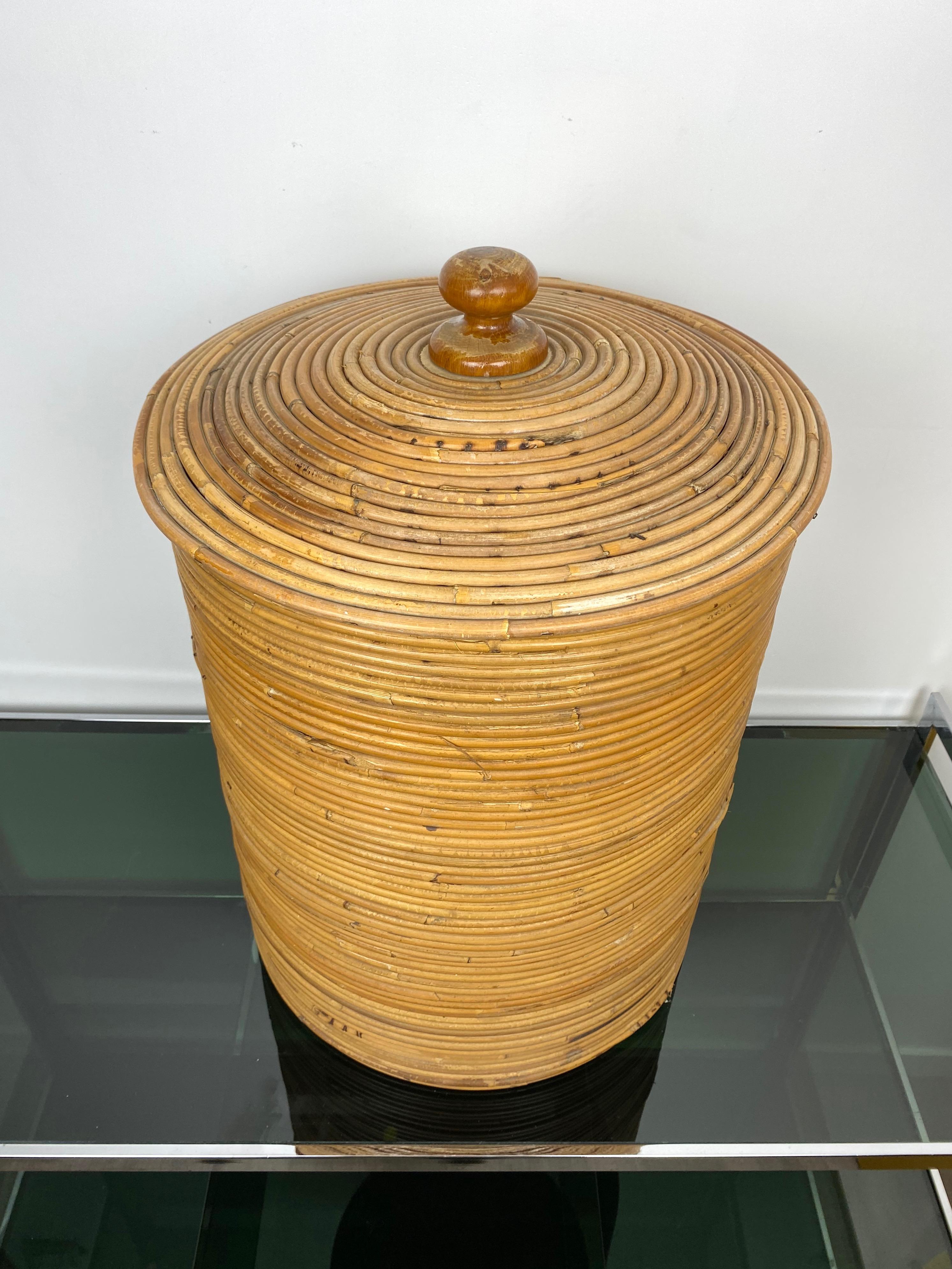 Rattan Cane Bamboo Basket, Italy, 1960s 5