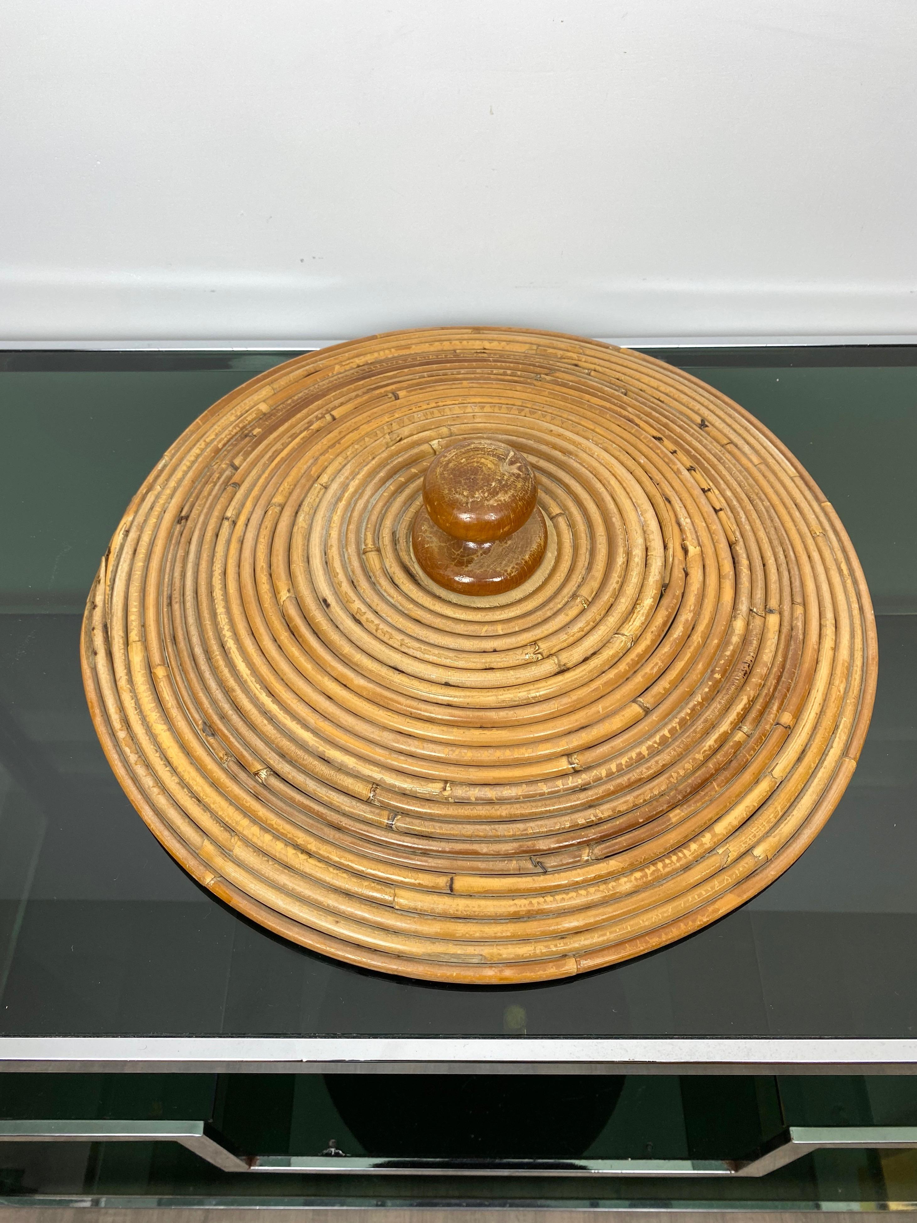 Rattan Cane Bamboo Basket, Italy, 1960s 2